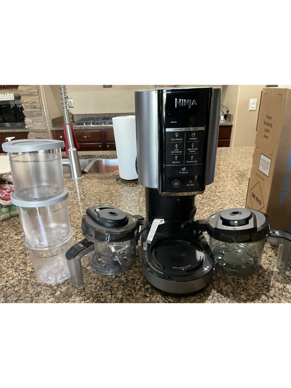 NINJA Creami 7-in-1 Ice Cream Maker 4 CONTAINERS & 2 LIDS MODEL-Black
